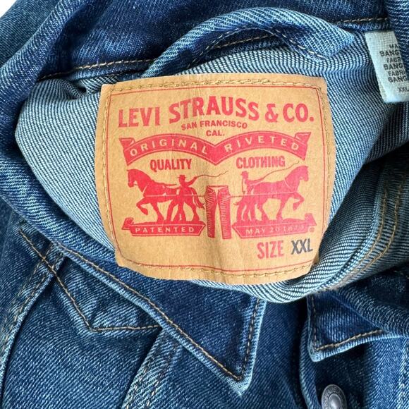 Levi Strauss Dark Wash Cotton Stretch Trucker Jacket Men's Size XXL - Picture 9 of 11